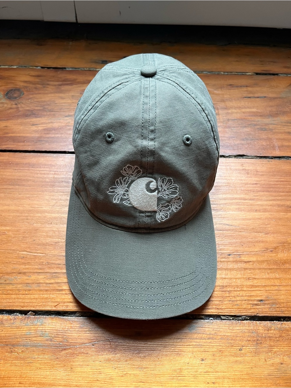 Carhartt Olive Green Cap with Floral Logo